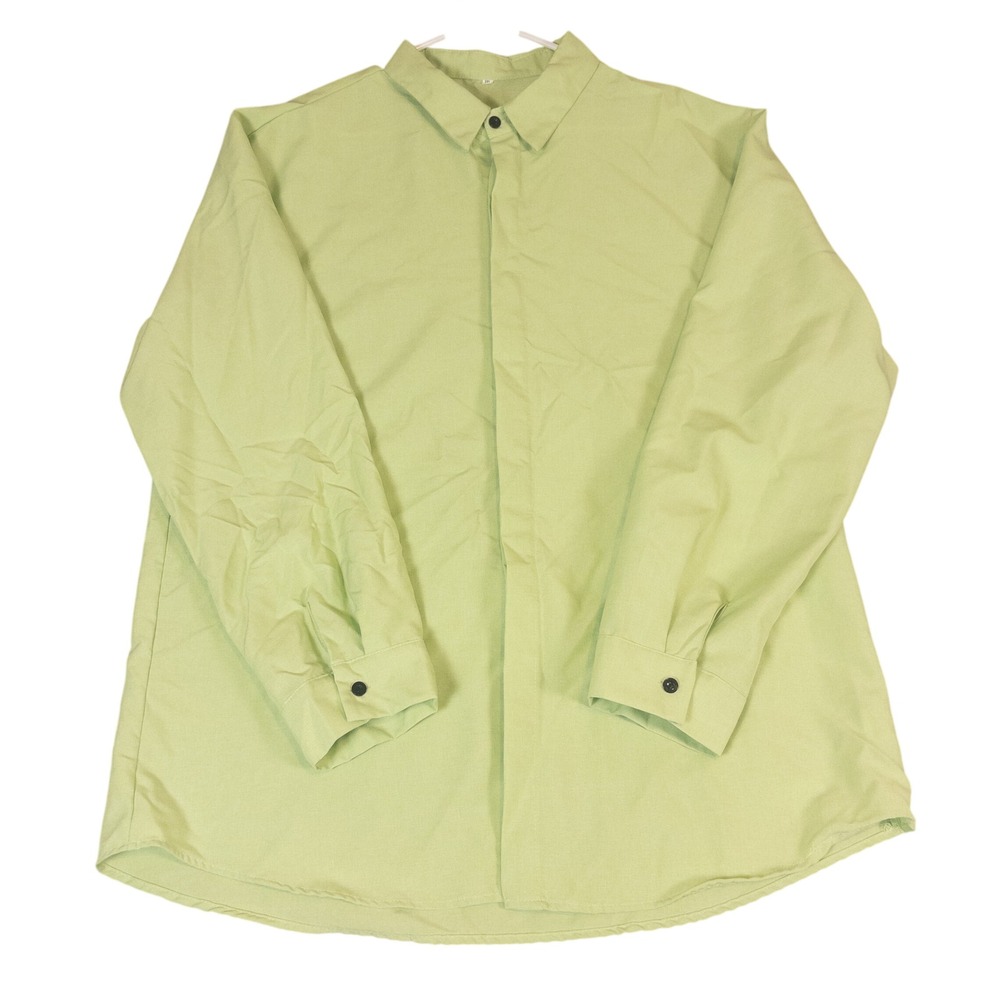 Unbranded Mens Lime Green Long Sleeve Button Down Shirt Size 3XL Hidden Placket